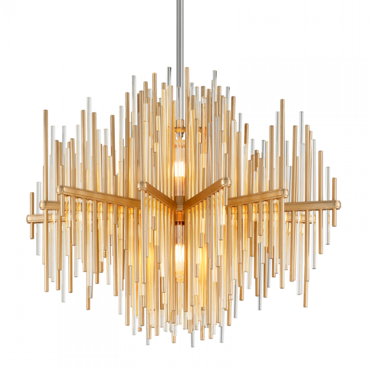 Theory Pendant, 2-Light, Gold Leaf With Polished Stainless, 30"Dia (238-42-GL/SS 94GR)