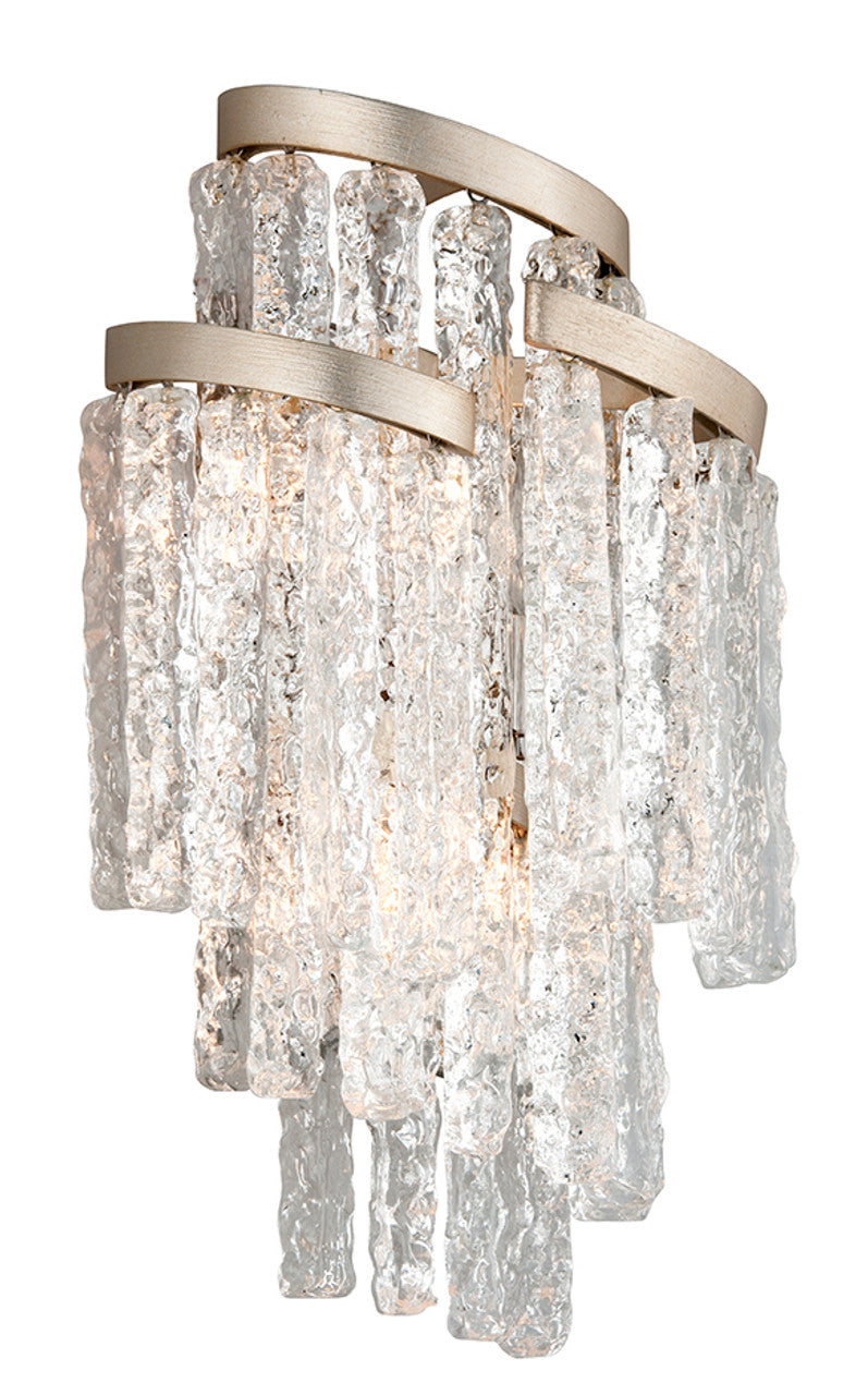 Mont Blanc Wall Sconce, 3-Light, Modern Silver Leaf, Hand-Crafted Clear Shade, 18.75"H (243-13 8ZKG)