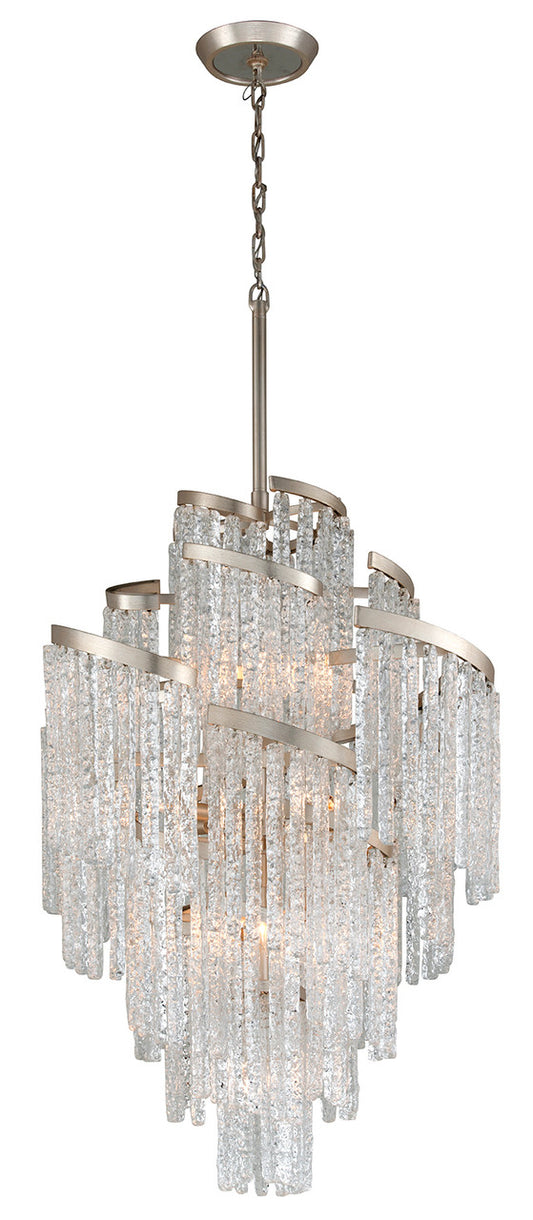 Mont Blanc Chandelier, 13-Light, Modern Silver Leaf, Hand-Crafted Clear Shade, 36"W (243-413 8ZKJ)