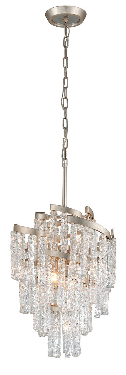 Mont Blanc Chandelier, 7-Light, Modern Silver Leaf, Hand-Crafted Clear Shade, 18.25"W (243-47 8ZKK)