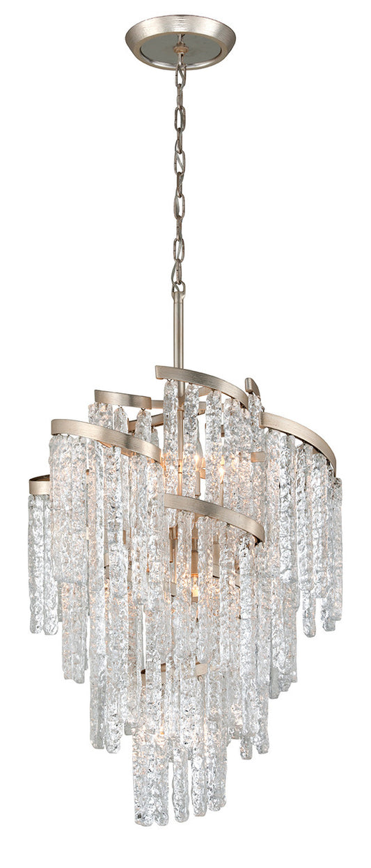 Mont Blanc Chandelier, 9-Light, Modern Silver Leaf, Hand-Crafted Clear Shade, 25"W (243-49 8ZKL)