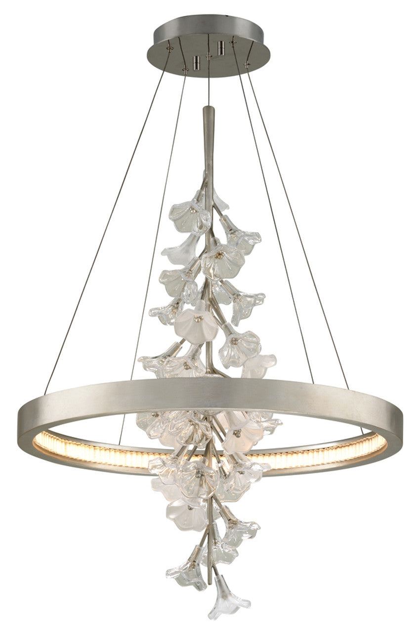 Jasmine Pendant, 1-Light, LED, Silver Leaf, Clear Shade, 28"W (269-71 90KD)