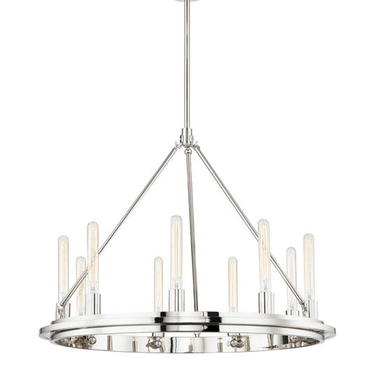 Chambers Pendant, 9-Light, Polished Nickel, 32"W (2732-PN A5FKJ)