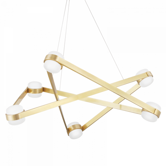 Orbit Chandelier, 6-Light, LED, Aged Brass, 38"W (2738-AGB A8J6T)