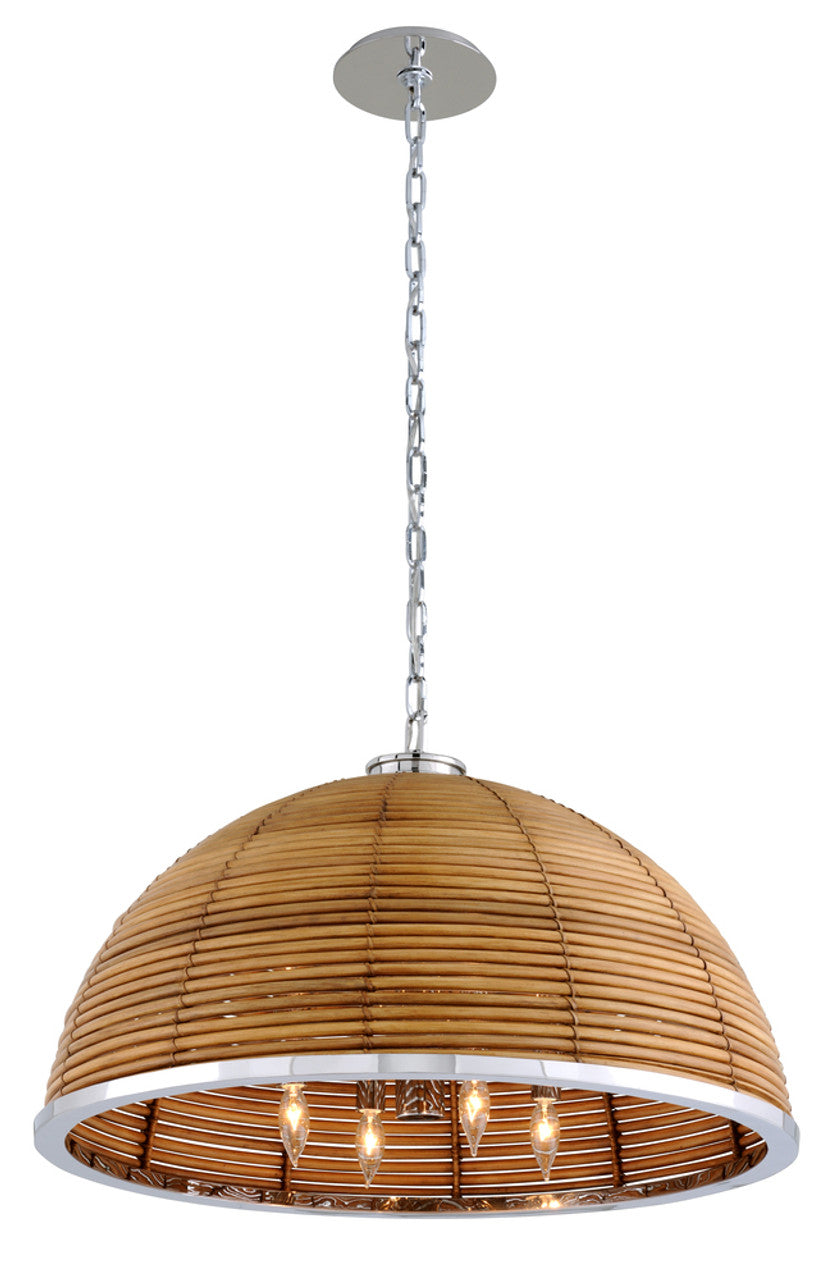 Carayes Chandelier, 8-Light, Natural Rattan Stainless Steel, Natural Shade, 30.75"W (277-48 90J7)