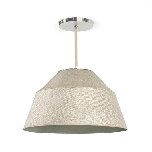 Capistrano Pendant, 3-Light, Large, Brushed Nickel, Beige Leather, Light Gray Raffia Shade, 28"W (2771-79 3706TP2J)