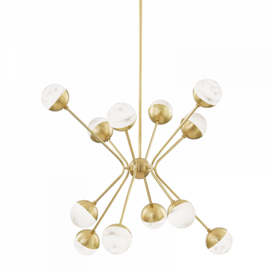 Saratoga Chandelier, 12-Light, LED, Aged Brass, 36"W (2836-AGB A8J73)