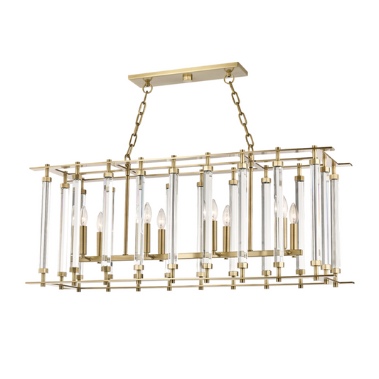 Haddon Linear Chandelier, 8-Light, Aged Brass, 42.25"W (2842-AGB A5HJF)