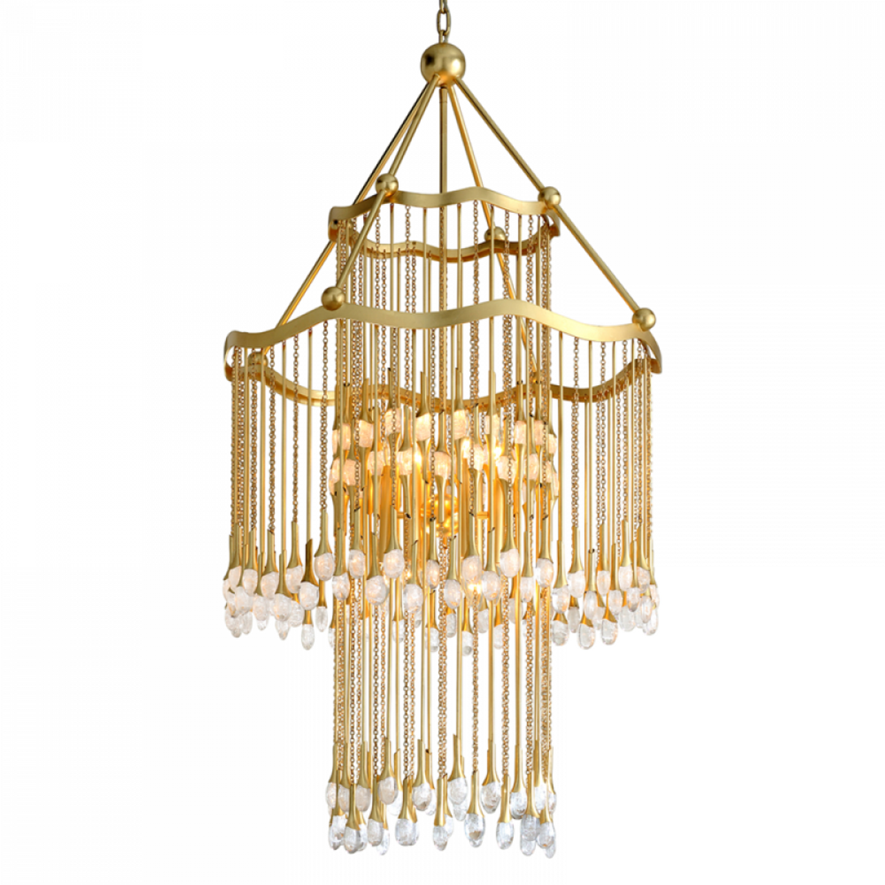 Kiara Chandelier, 12-Light, Gold Leaf, Clear Shade, 30"W (286-012 91GH)