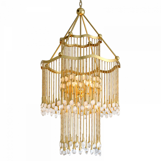 Kiara Chandelier, 12-Light, Gold Leaf, Clear Shade, 30"W (286-012 91GH)