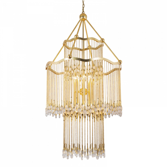 Kiara Chandelier, 16-Light, Gold, Gold Leaf Shade, 73.75"H (286-716 92G8)