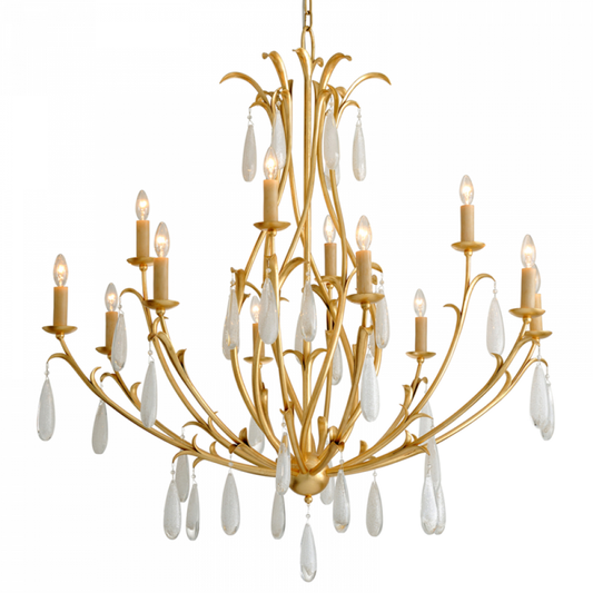 Prosecco Chandelier, 12-Light, Gold, Gold Leaf Shade, 51"H (293-012 91HD)