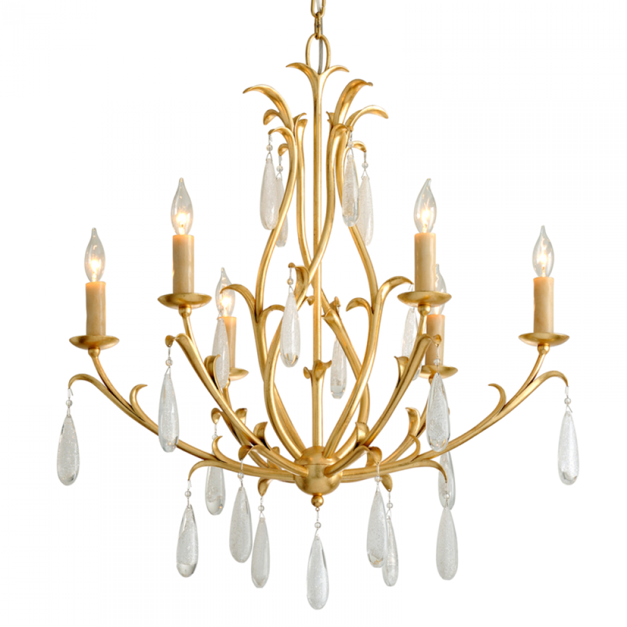 Prosecco Chandelier, 6-Light, Gold Leaf, 35.5"H (293-06-GL 95D8)