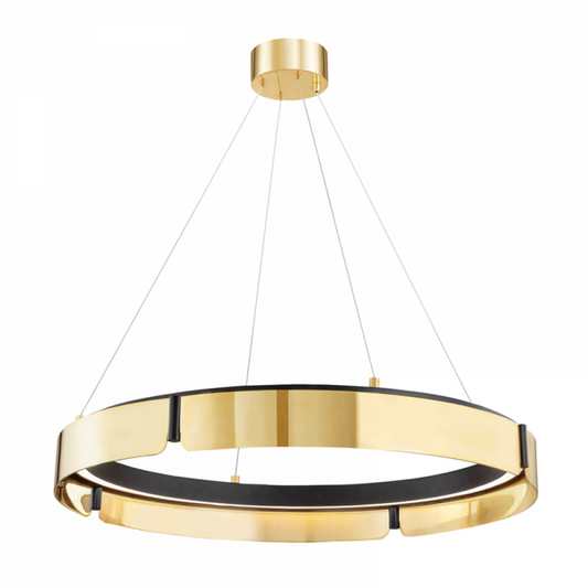 Tribeca Medium Chandelier, 1-Light, LED, Aged Brass/Black, 32.75"W (2933-AGB/BK A8EAP)