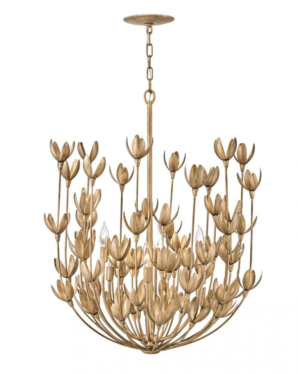 Flora Up Chandelier, 6-Light, Burnished Gold, 26.25"W (30016BNG 9U59T)