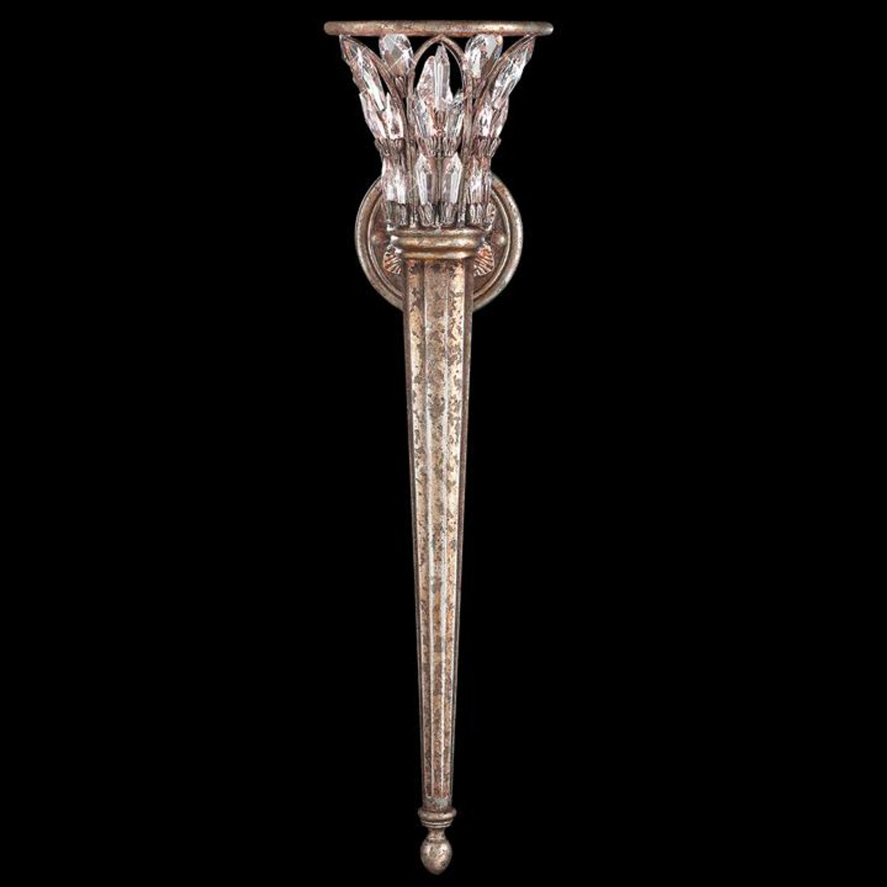 Winter Palace Wall Sconce, 1-Light, Antique Silver, Icicle Lead Crystals, 25"H (300250ST 66UW)