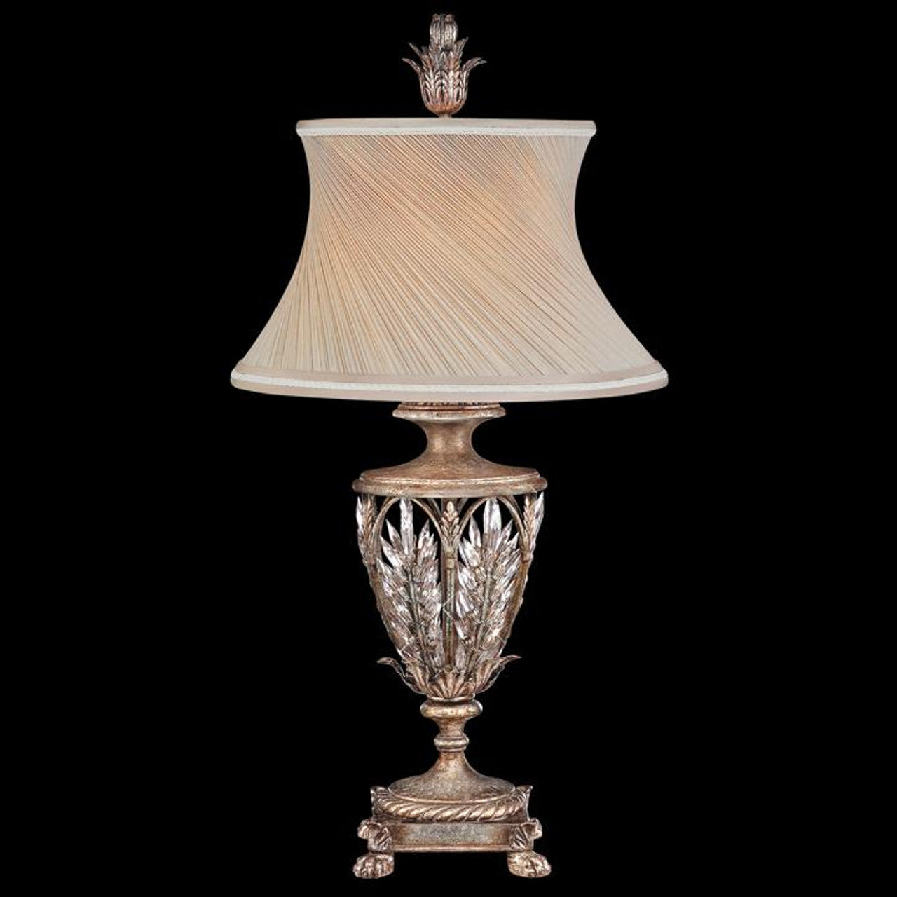 Winter Palace Table Lamp, 1-Light, Antique Silver, Icicle Lead Crystals, 33"H (301610ST KHA2)