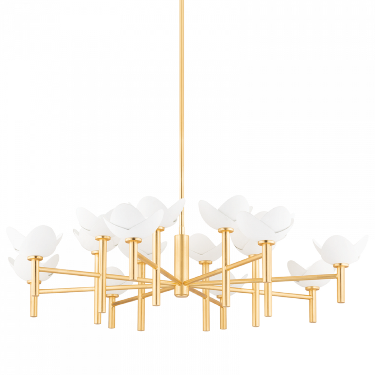 Dawson Chandelier, 16-Light, Gold Leaf, White Plaster, 50.5"W (3051-Gl/Wp A8L5E)