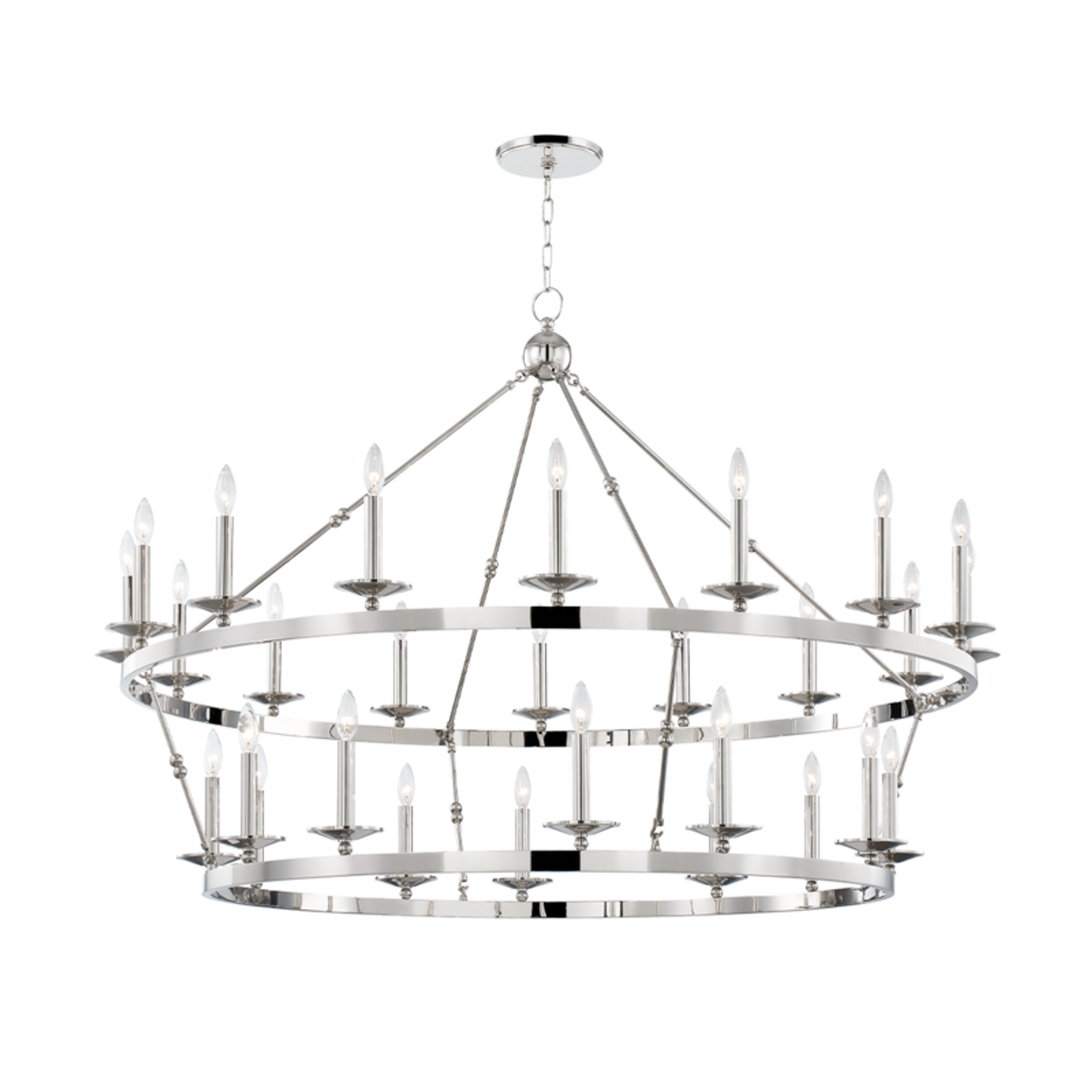 Allendale Chandelier, 28-Light, Polished Nickel, 58"W (3228-PN A8EC3)