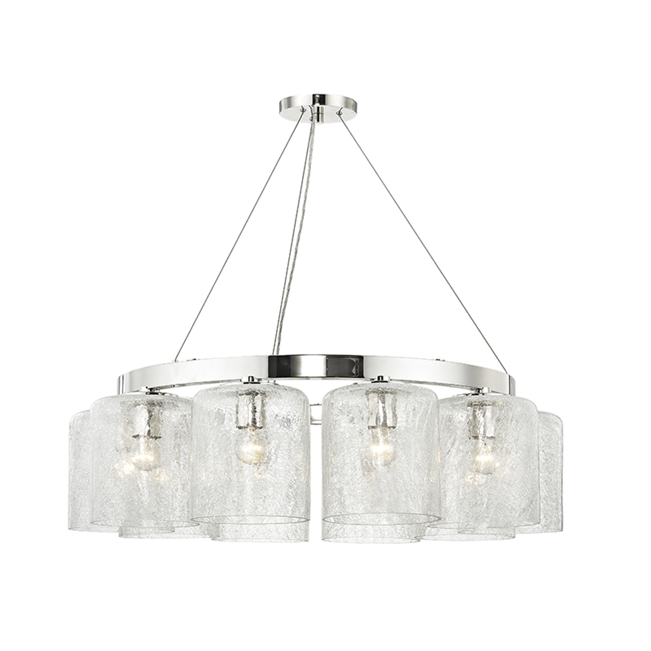 Charles Chandelier, 10-Light, Polished Nickel, Crackle Clear Shade, 34.5"W (3234-PN A2JU4)