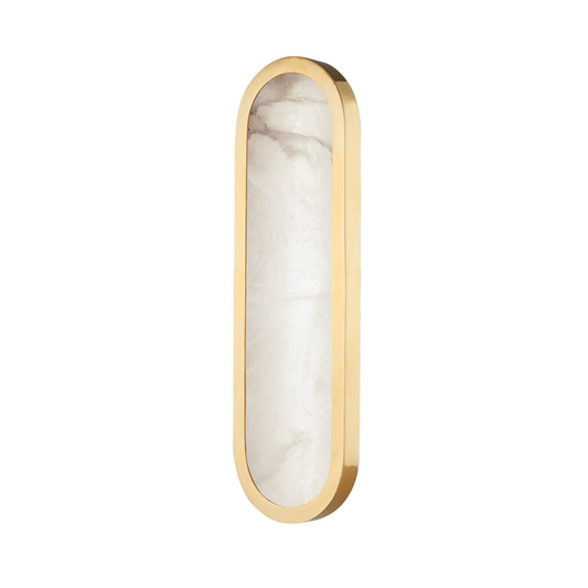 Manhasset Wall Sconce, 1-Light, LED, Aged Brass, Alabaster Shade 18.5"H (3318-AGB A8G92)