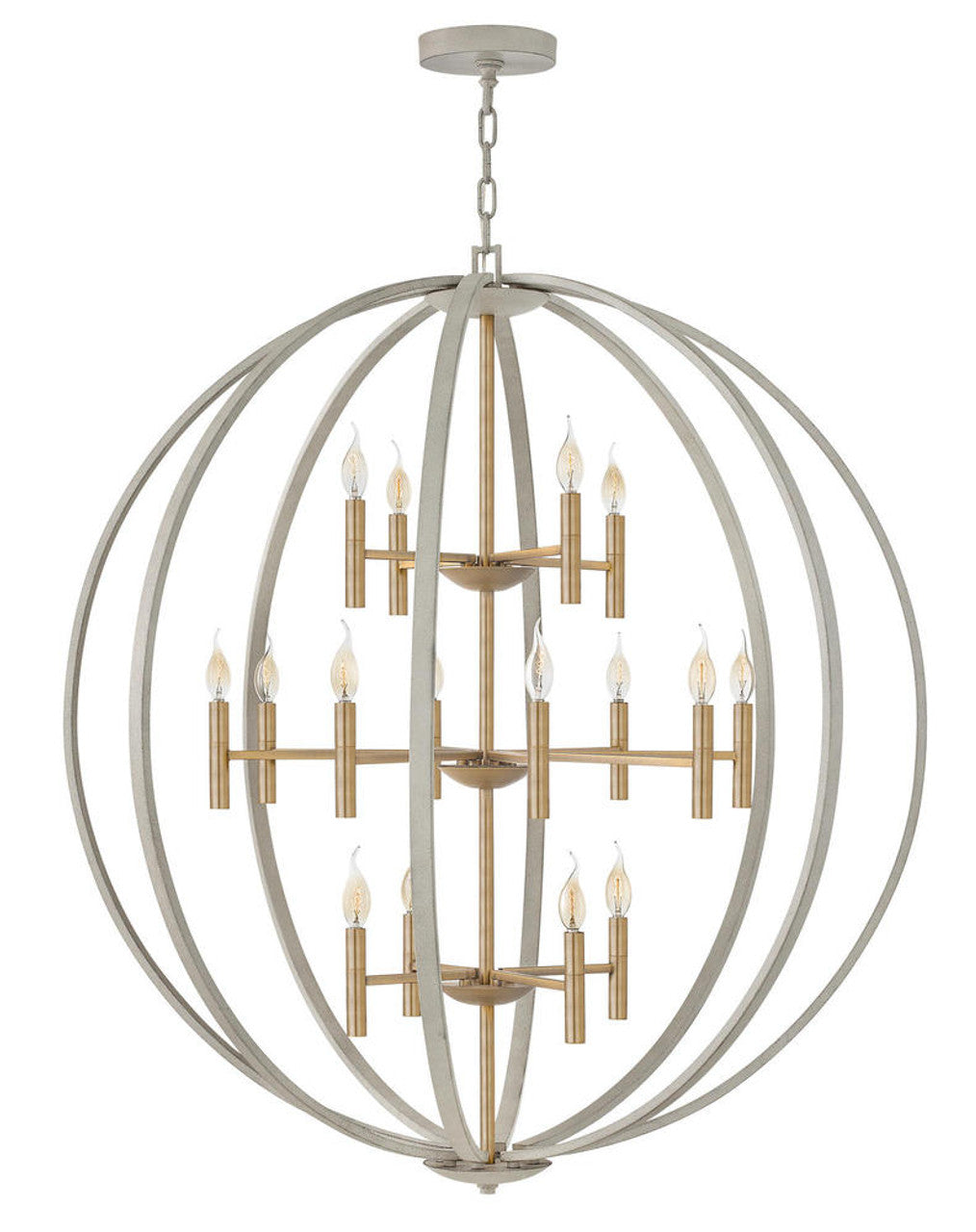 Euclid Chandelier, 16-Light, Cement Gray/Brushed Gold, 44"W (3464CG V8LV)