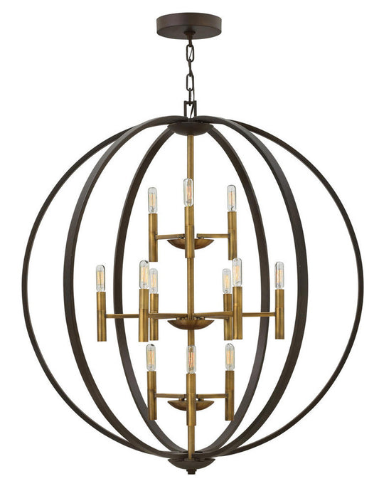 Euclid Pendant, 12-Light, Spanish Bronze, 36"W (3469SB R516)