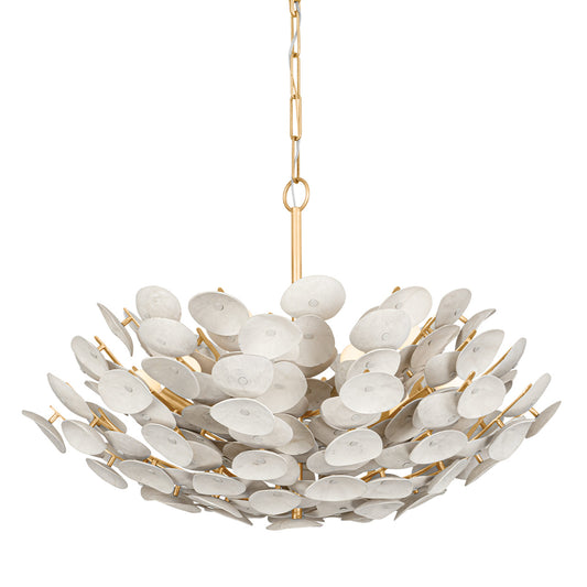 Aimi Chandelier, 9-Light, Vintage Gold Leaf, 32"W (356-32-VGL 95EZ)