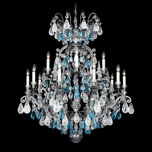 Renaissance Rock Crystal Chandelier, 16-Light, Antique Pewter, Clear Rock Crystal, 38"W (3573-47CL CELU7)