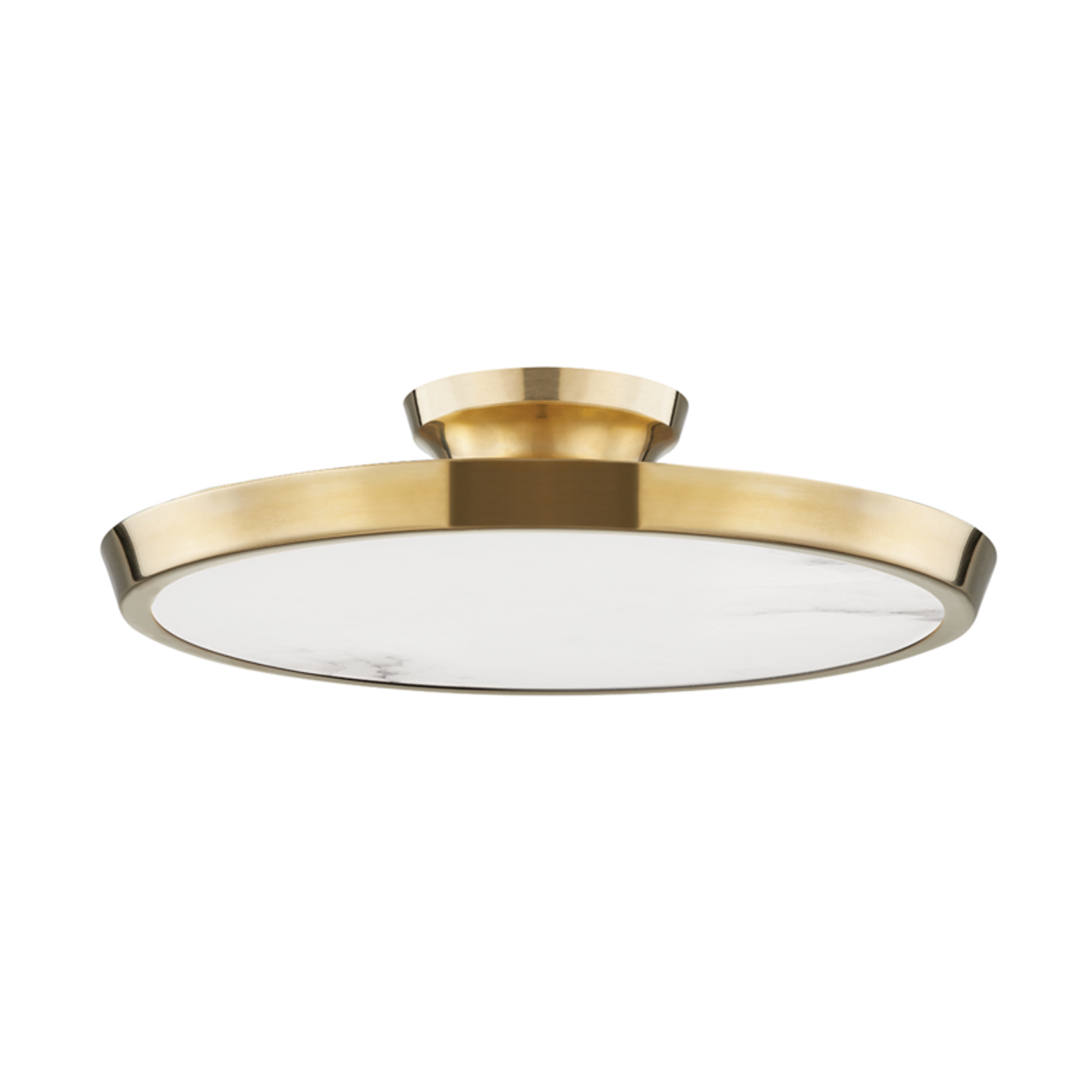 Draper Led Flush Mount, LED, Aged Brass, Alabaster Shade, 15.5"W (3600-AGB A8ECA)