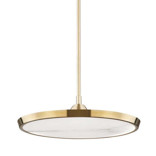 Draper Pendant, LED, Aged Brass, Alabaster Shade, 20.25"W (3621-AGB UF9H)