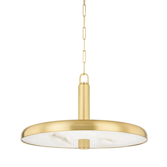 Reynolds Pendant, 1-Light, LED, Aged Brass, Alabaster Shade, 28"W (3828-AGB ACJWF)