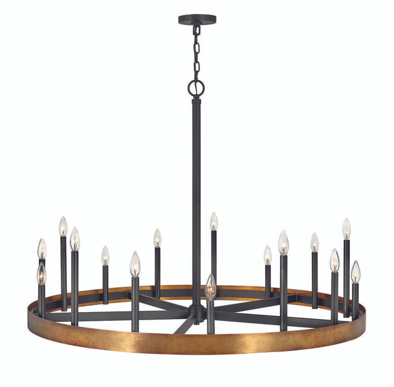 Wells Ring Chandelier, 15-Light, Black, 45.25"W (3865WA 9M3XW)