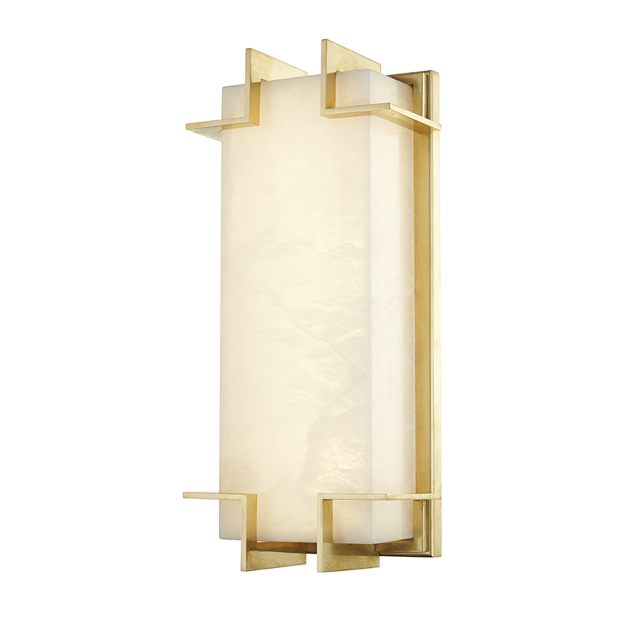 Delmar Wall Sconce, 1-Light, LED, Aged Brass, Alabaster Diffuser, 14.75"H (3915-AGB A2JV0)