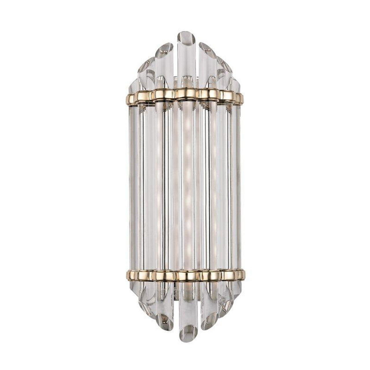 Albion Bathroom Wall Sconce, 1-Light, LED, Aged Brass, Clear Glass, 16.5"H (408-AGB 9WCJW)