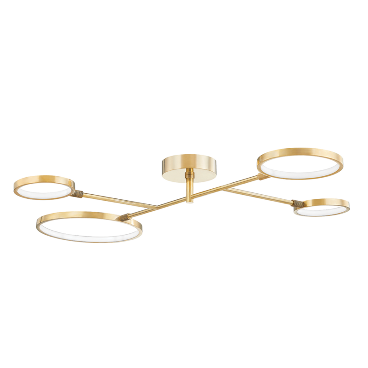 Saturn Led Flush Mount, 4-Light, LED, Aged Brass, Matte White Shade, 34"W (4104-AGB A8ECW)