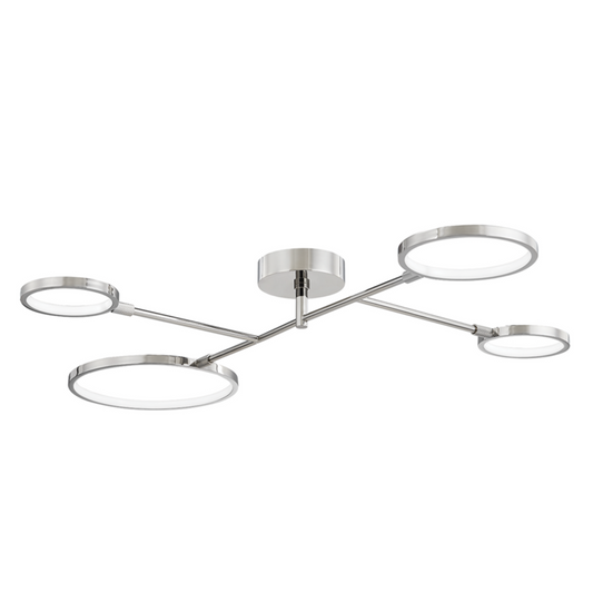 Saturn Flush Mount, 4-Light, LED, Nickel, 34"W (4104-PN A8ECY)