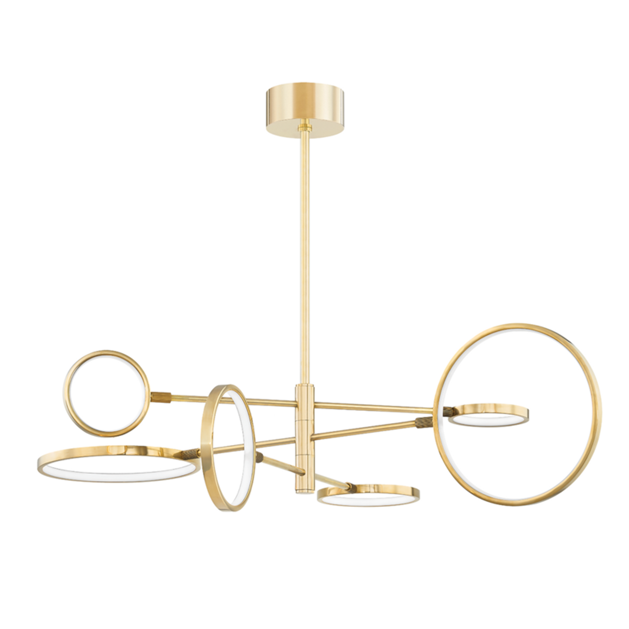 Saturn Chandelier, 6-Light, LED, Aged Brass, Matte White Shade, 44.5"W (4106-AGB A8ECZ)