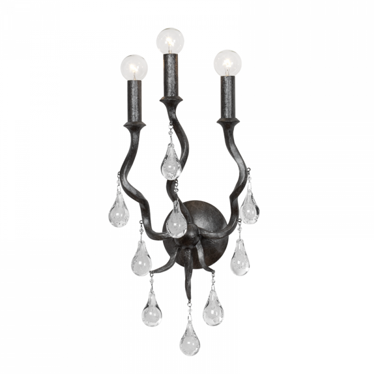 Aveline Wall Sconce, 3-Light, Black, Silver, 24"H (414-03-BSL 93H8)