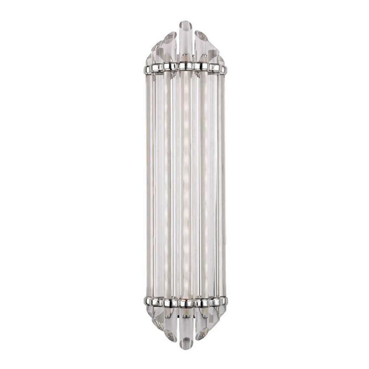 Albion Bathroom Wall Sconce, LED, Polished Nickel, Clear Shade, Clear Glass, 24.75"H (414-PN 9W9MN)