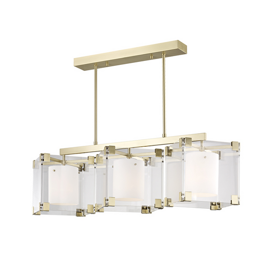 Achilles Linear Chandelier, 3-Light, Aged Brass, 53.75"W (4154-AGB A2JVG)