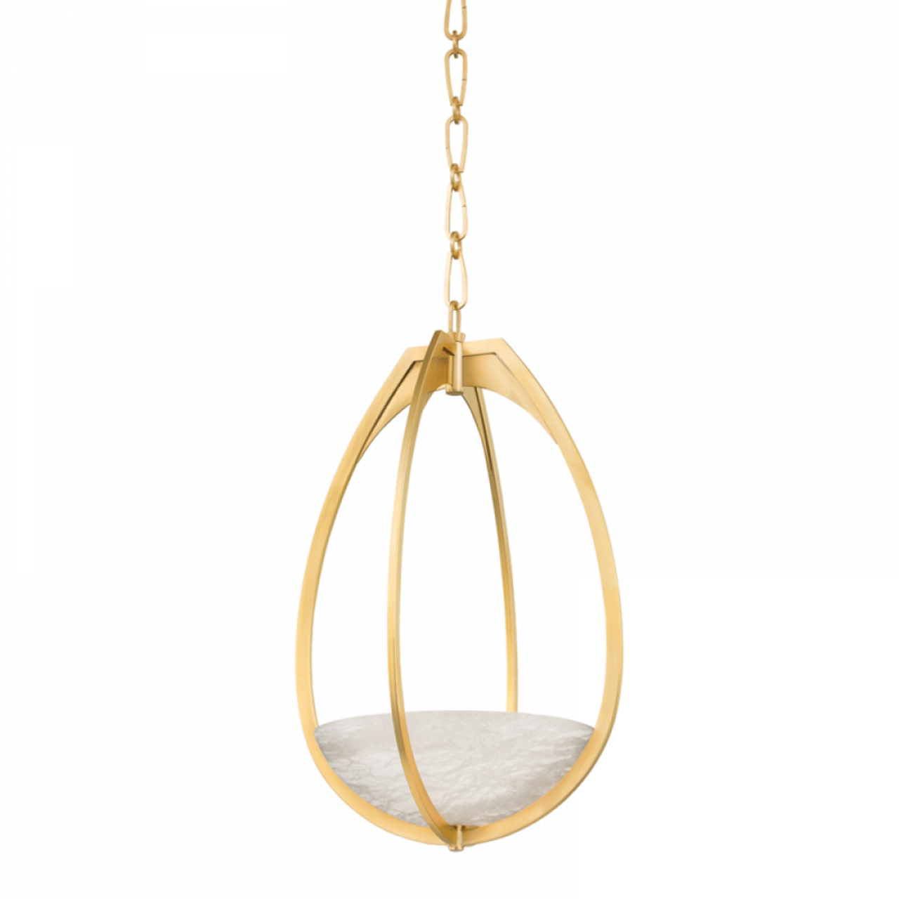 Lloyd Pendant, 1-Light, LED, Aged Brass, White Spanish Alabaster Shade, 22.25"H (4313-AGB A8P41)