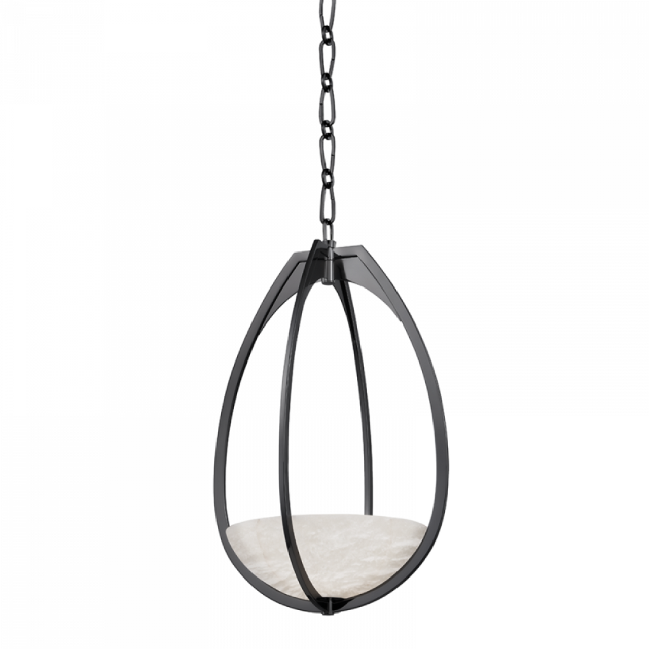 Lloyd Pendant, 1-Light, LED, Black Nickel, White Spanish Alabaster Shade, 22.25"H (4313-BLNK A8P42)