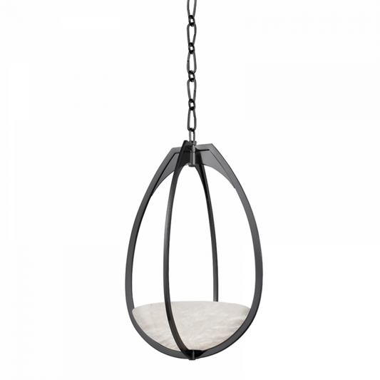 Lloyd Pendant, 1-Light, LED, Black Nickel, White Spanish Alabaster Shade, 22.25"H (4313-BLNK A8P42)