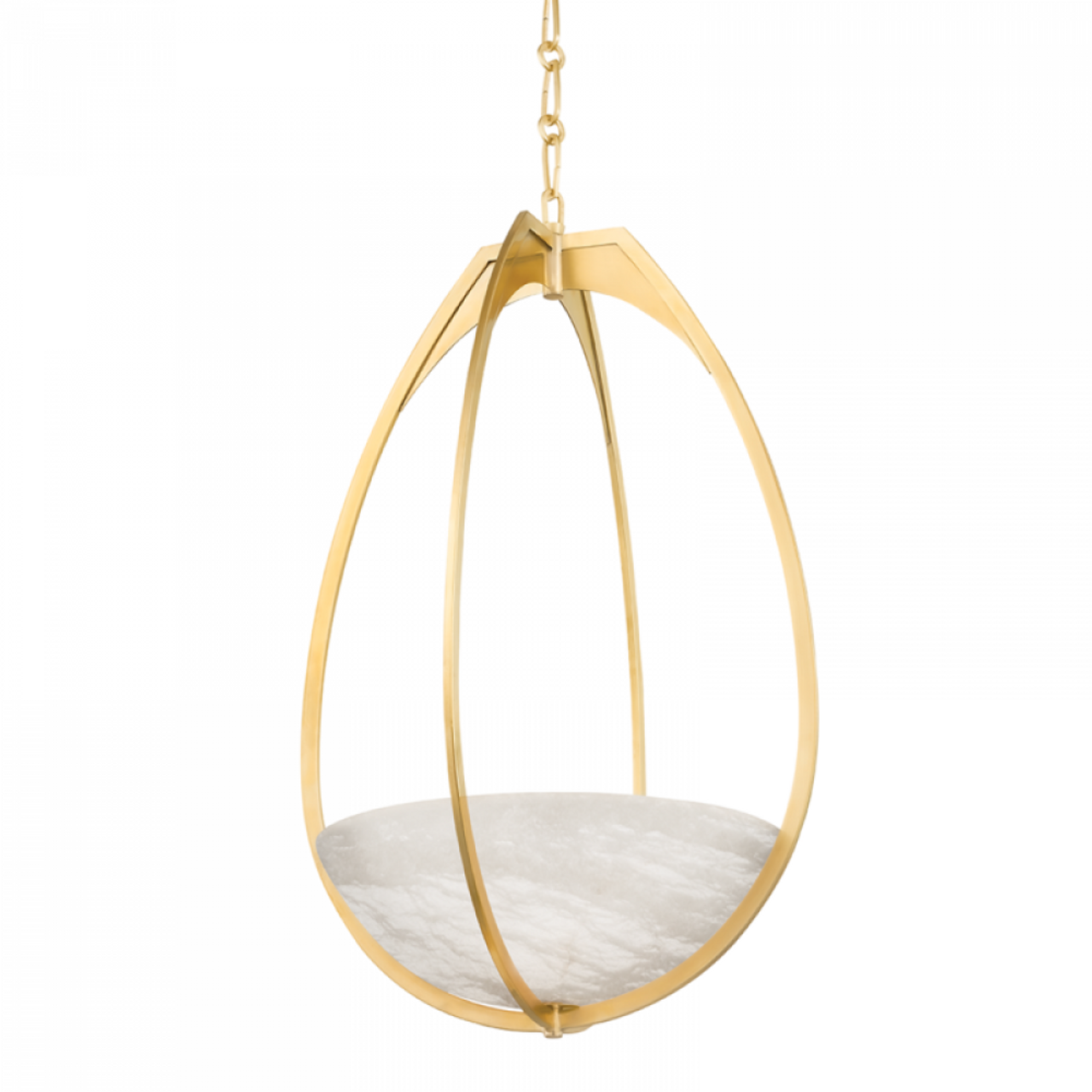 Lloyd Pendant, 1-Light, LED, Aged Brass, White Spanish Alabaster Shade, 30.5"H (4319-AGB A8P43)