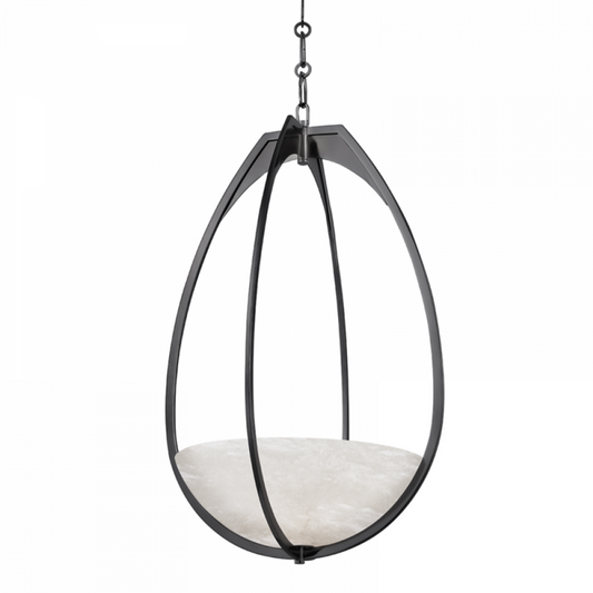 Lloyd Pendant, 1-Light, LED, Black Nickel, White Spanish Alabaster Shade, 30.5"H (4319-BLNK A8P44)