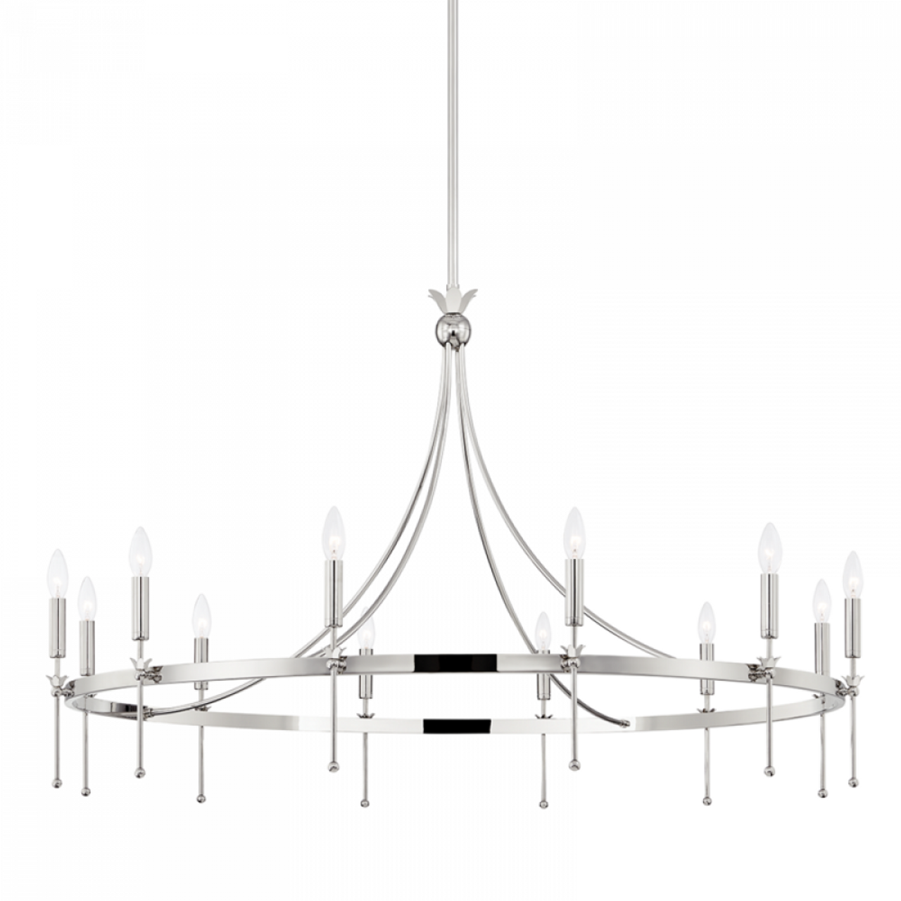 Gates Chandelier, 12-Light, Polished Nickel, 50.5"W (4351-Pn A8L63)