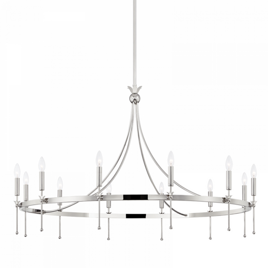 Gates Chandelier, 12-Light, Polished Nickel, 50.5"W (4351-Pn A8L63)