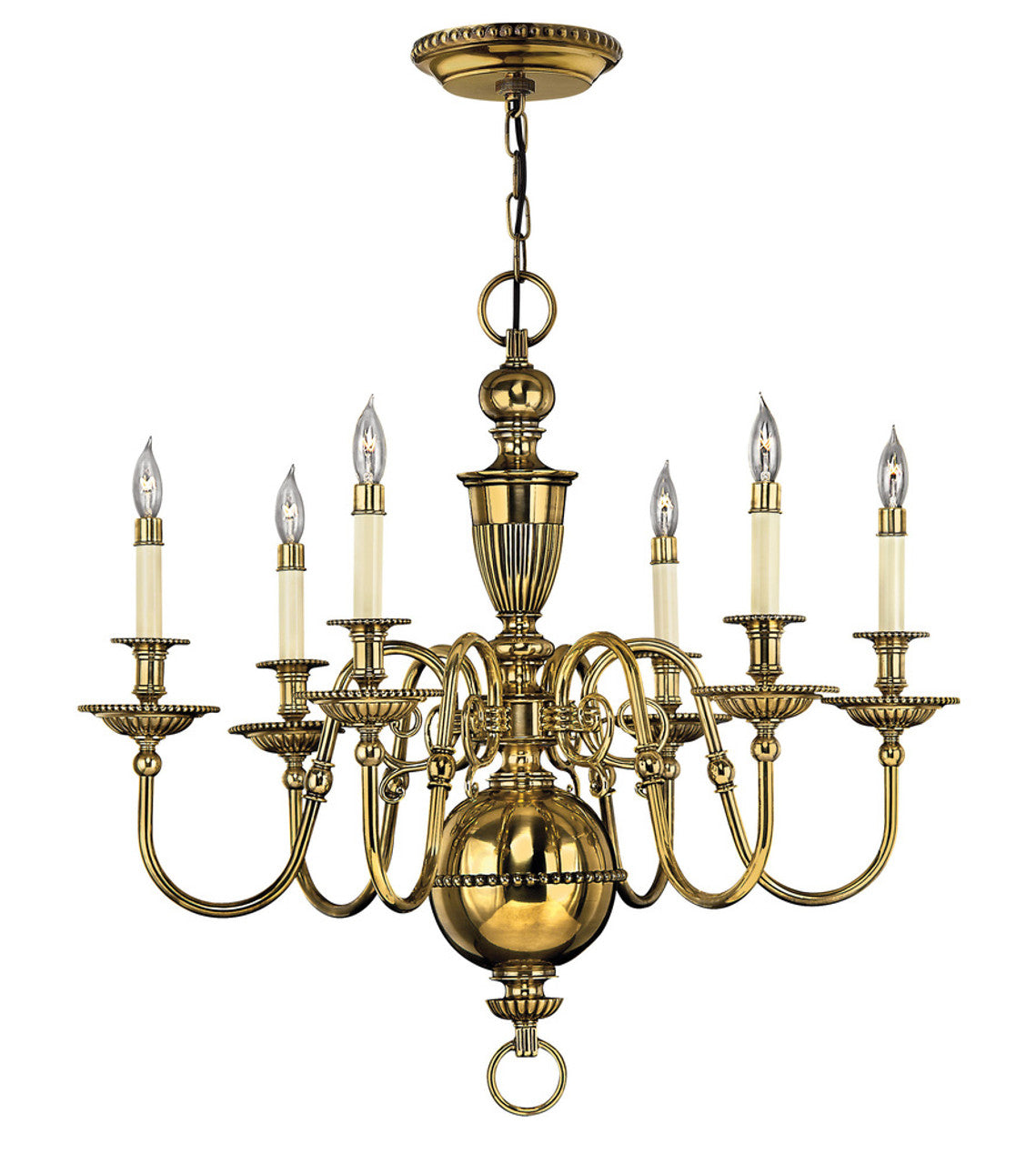 Cambridge Chandelier, 6-Light, Burnished Brass, 29"W (4416BB 94J3)