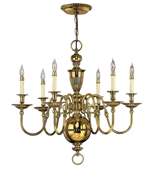 Cambridge Chandelier, 6-Light, Burnished Brass, 29"W (4416BB 94J3)